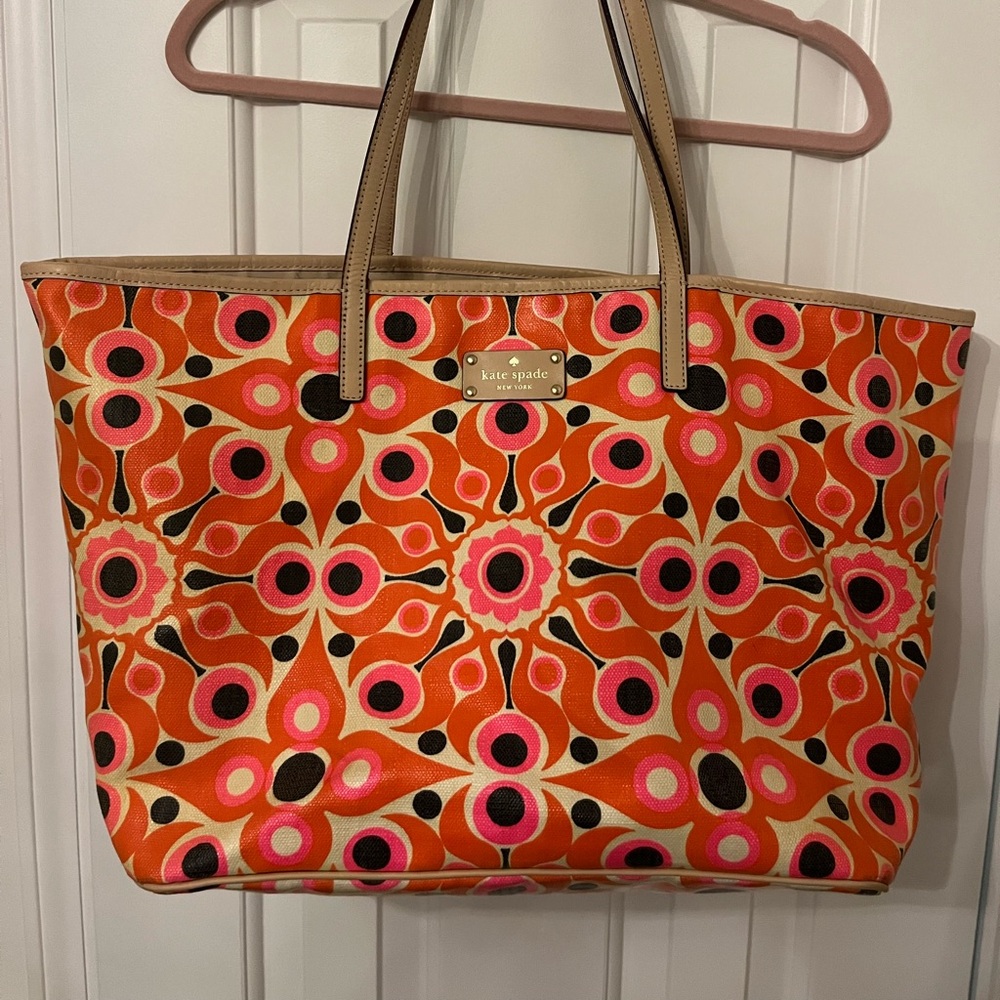 Kate Spade Vibrant Orange and Pink Tote